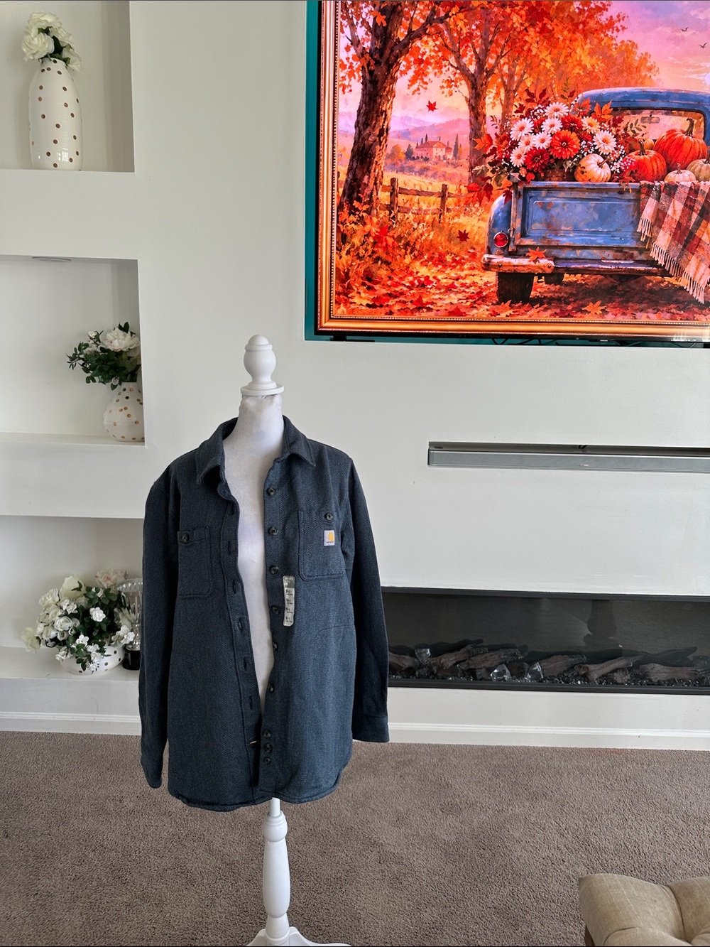 Carhartt women Charcoal Button-Front Shirt Jacket